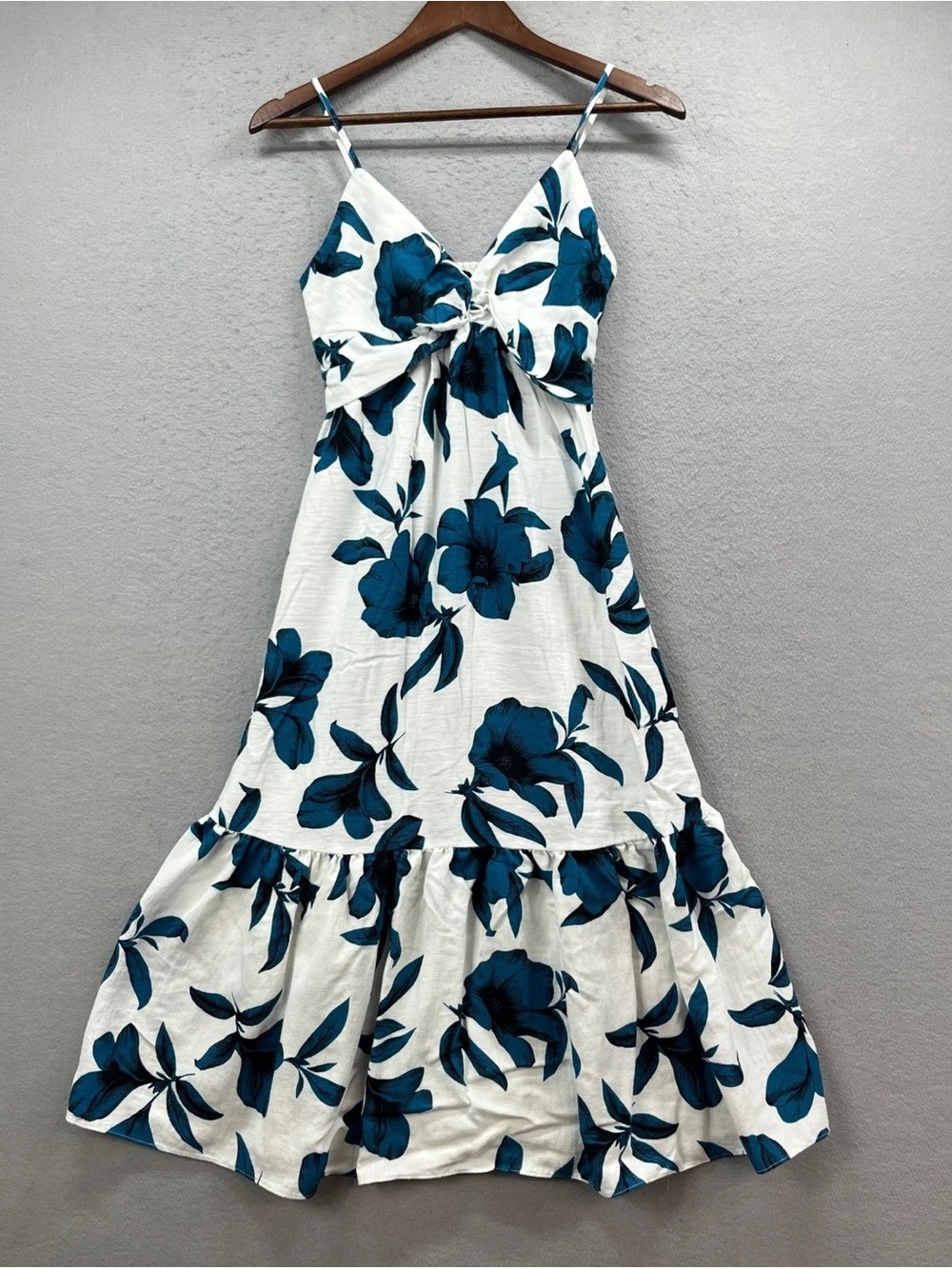 Banana Republic White Sundress with Teal-Blue Floral Print